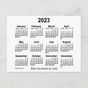 Cartão Postal Calendário Branco Mini 2023 por Janz