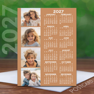 Cartão Postal Calendário com 4 Colagem de Fotos - Terra Cotta