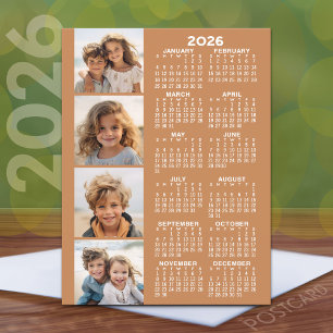 Cartão Postal Calendário com 4 Colagem de Fotos - Terra Cotta