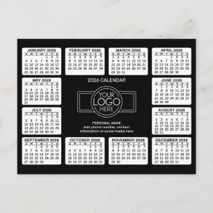 Cartão Postal Calendário com logotipo Informações de Contato
