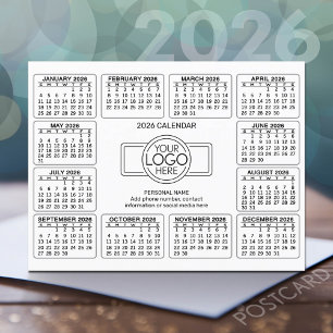 Cartão Postal Calendário com logotipo Informações de contato