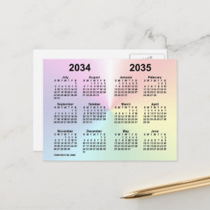 Cartão Postal Calendário da Escola Rainbow Cloud 2034-2035 por J