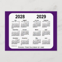 Calendário de 2028-2029 da Mini Escola Púrpura 202