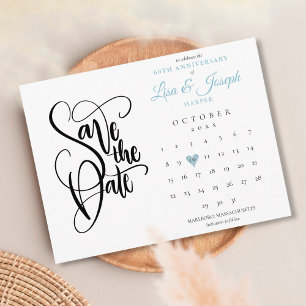 Cartão Postal Calendário de Amor Coração para Salvar a Data do 6