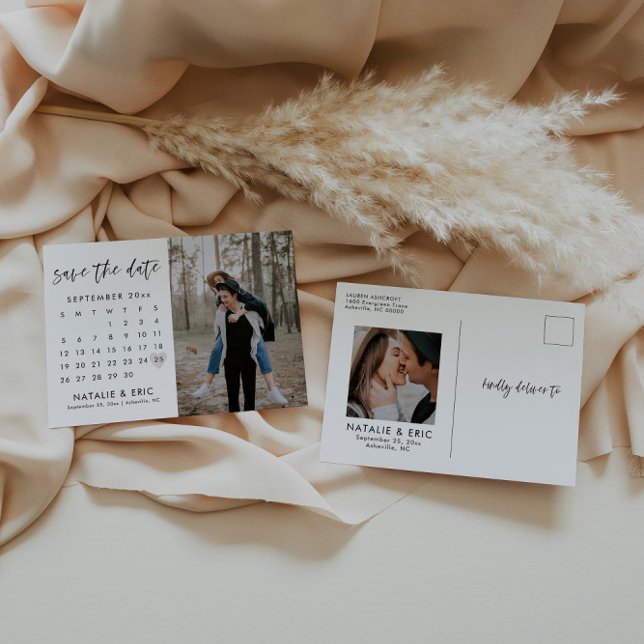 Cartão Postal Calendário de Caligrafia Moderna Salvar o Cartão-P (Criador carregado)