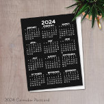 Cartão Postal Calendário de Exibição de Ano de Cheio 2024 - Post<br><div class="desc">Um calendário básico de 2024 em preto e branco. Uma busca padrão para seu escritório doméstico ou vestiário escolar. Um simples ano de cheio num calendário para usar durante todo o ano.</div>