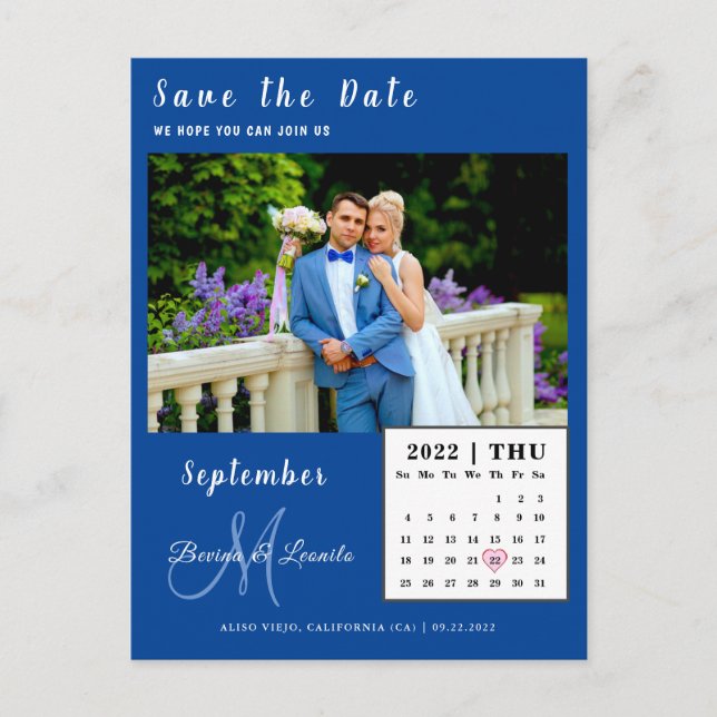 Cartão Postal Calendário de Fotografias Personalizado Simples Gu (Frente)