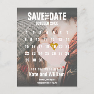 Cartão Postal Calendário de Fotos Salvar a Data Moderno