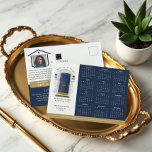 Cartão Postal Calendário de Portas de Aquarela do marinho 2025<br><div class="desc">Cartaz do marketing do calendário 2025, belo e elegante setor imobiliário. Nosso design apresenta nossa própria marinho de água pintada manualmente, porta azul da frente. Destacado com toques de ouro no slot da caixa de correio, alça da porta e prato da porta. Luzes escuras modernas do lado de fora e...</div>