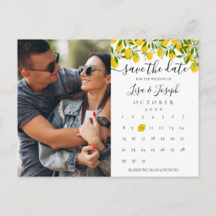 Cartão Postal Calendário de Salve a Data Limões em Flor Foto
