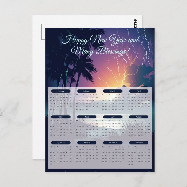 Cartão Postal Calendário de Thunder e Lightning 2024 (Frente/Verso)