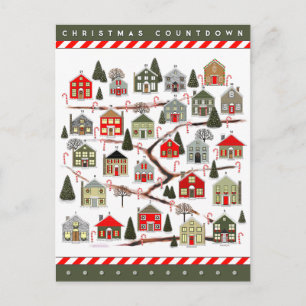Cartão Postal Calendário do Advento Contagem Regressiva de Natal