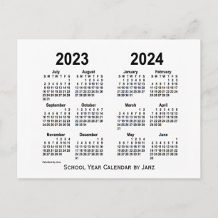 Cartão Postal Calendário do Ano da Escola Branca 2023-2024 por J
