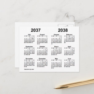 Cartão Postal Calendário do Ano Letivo Branco 2037-2038 por Janz