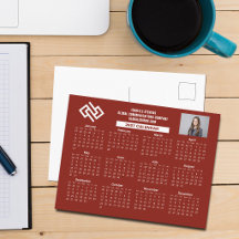 Calendário Empresarial Personalizado Vermelho 2027