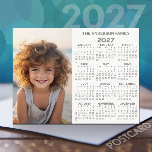 Cartão Postal Calendário - Exibição Moderna do Ano de Cheio de F