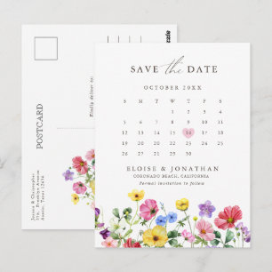 Cartão Postal Calendário Floral Russo de Flor Selvagem Salvar da