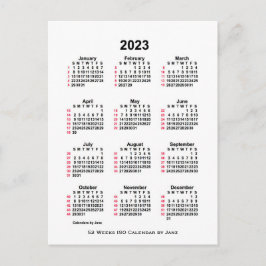 Cartão Postal Calendário ISO de 52 Semanas Branco 2023 por Janz 