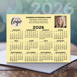 Cartão Postal Calendário - logotipo, foto, contato comercial - p