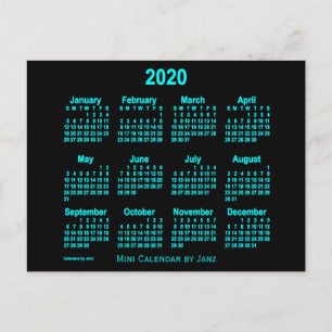 Cartão Postal Calendário Mini 2020 Neon Azul por Janz