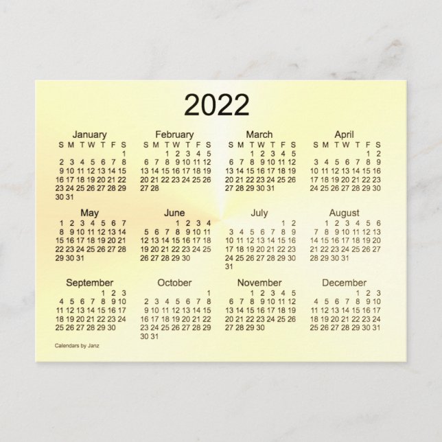 Cartão Postal Calendário Mini 2022 Sepia Shimmer por Janz (Frente)