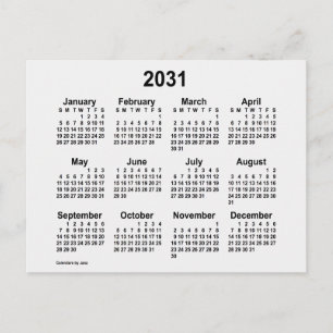 Cartão Postal Calendário Mini 2031 Fumaça Branca por Janz