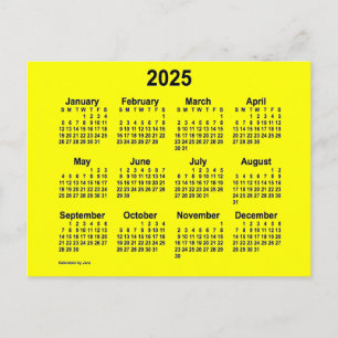 Cartão Postal Calendário Mini Amarelo 2025 de Janz