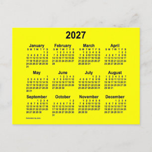 Cartão Postal Calendário Mini Amarelo 2027 por Janz