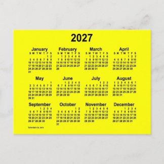 Cartão Postal Calendário Mini Amarelo 2027 por Janz
