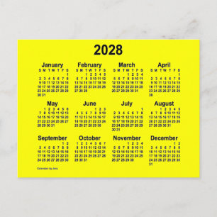 Cartão Postal Calendário Mini Amarelo 2028 por Janz