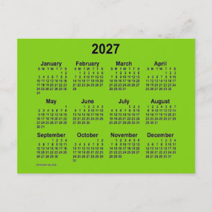 Cartão Postal Calendário Mini Amarelo Verde 2027 por Janz