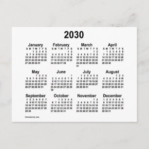 Cartão Postal Calendário Mini Branco 2030 por Janz