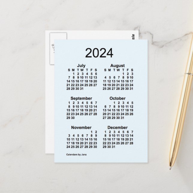 Cartão Postal Calendário Mini de 6 Meses Alice Azul 2024 by Janz (Frente/Verso In Situ)