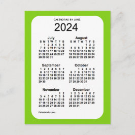 Cartão Postal Calendário Mini de 6 Meses Amarelo Verde 2024 da J