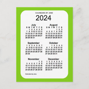 Cartão Postal Calendário Mini de 6 Meses Amarelo Verde 2024 da J