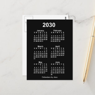 Cartão Postal Calendário Mini Mês de 6 Meses Neon Branco 2030 po
