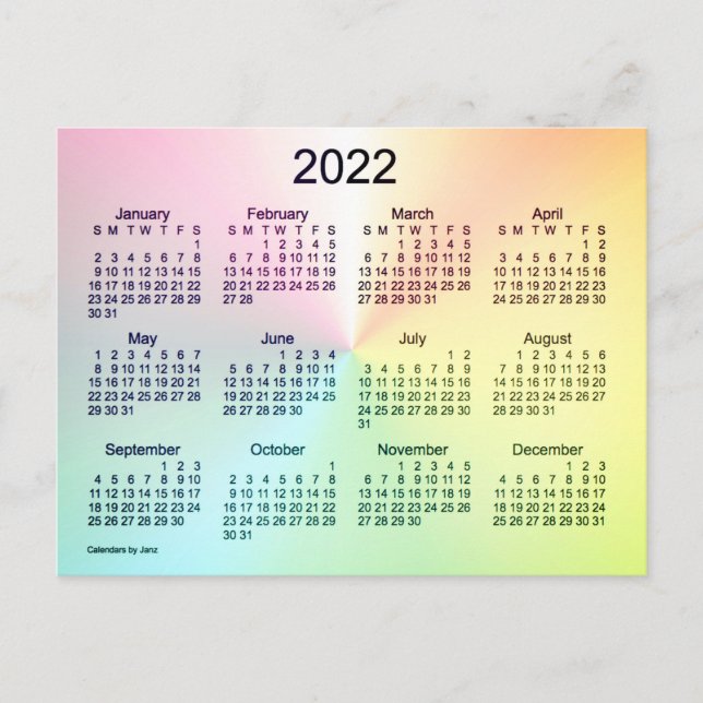 Cartão Postal Calendário Mini Shimmer Recoleta 2022 por Janz (Frente)