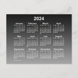 Cartão Postal Calendário Miniatura Preto Desbotado 2024 por Janz