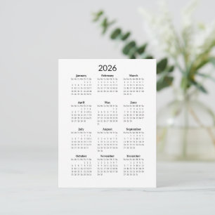 Cartão Postal Calendário Mínimo 2026