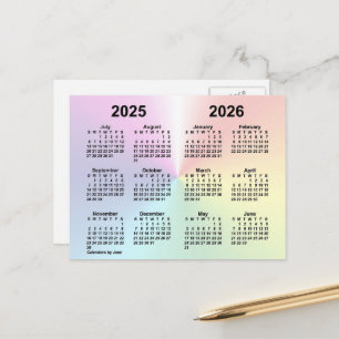 Cartão Postal Calendário Nuvem Arco-íris 2025-2026 por Janz
