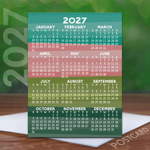 Cartão Postal Calendário - padrão moderno de faixa de abstrato