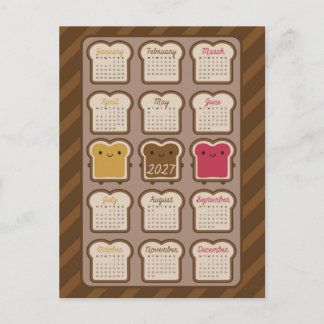 Cartão Postal Calendário Pão Kawaii 2027