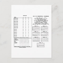 Cartão Postal Calendário Perpétuo De 300 Anos (Dia Da Semana)