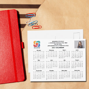 Cartão Postal Calendário Personalizado de Empresa 2027 com Logot