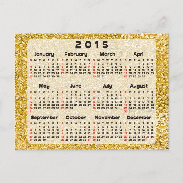 Cartão Postal Calendário personalizado + sua própria foto/backgr (Frente)