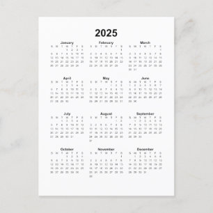 Cartão Postal Calendário Vertical 2025