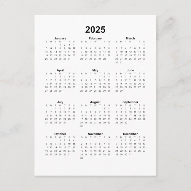 Cartão Postal Calendário Vertical 2025 (Frente)