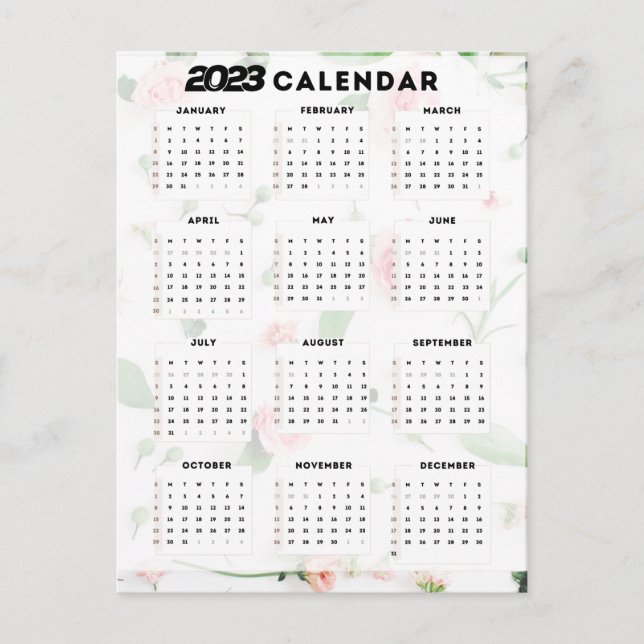 Cartão Postal calendrier 2023 floral (Frente)