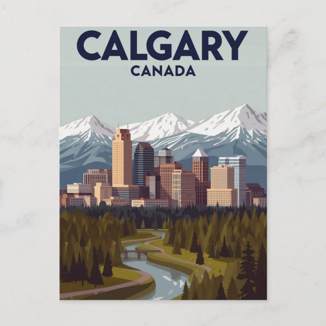 Cartão Postal Calgary Mountain View Vintage (Frente)