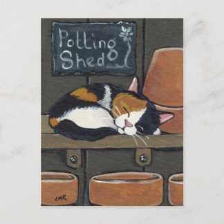 Cartão Postal Calico Cat no Cartão-postal de Potting Shed